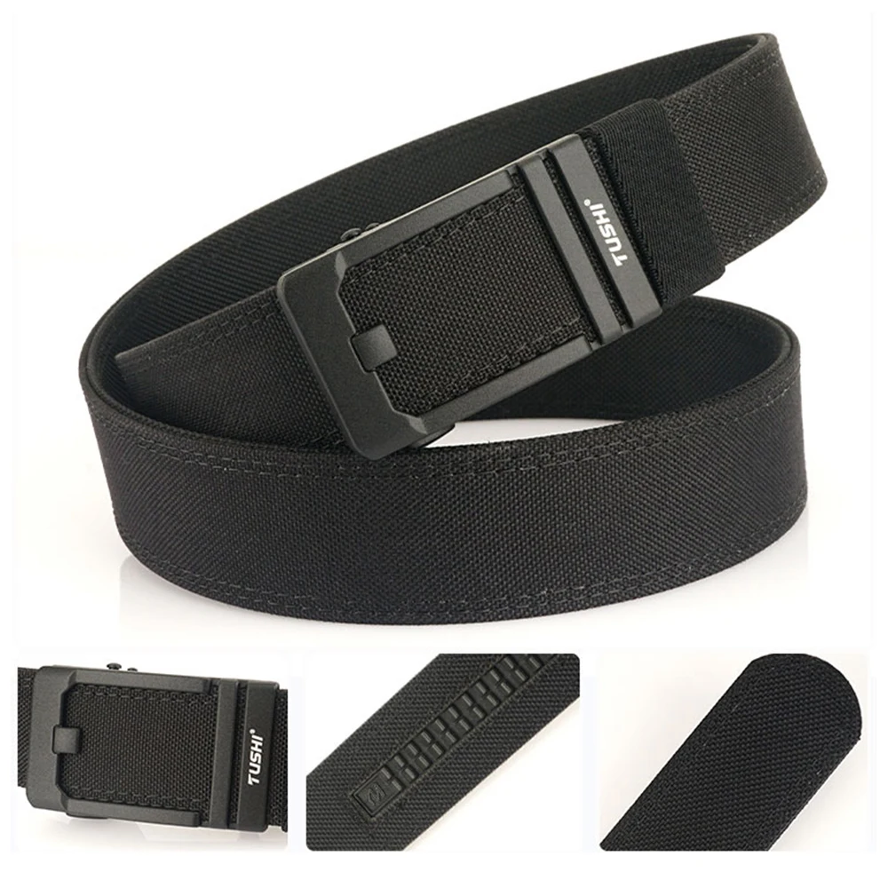 TUSHI Harter Gürtel Militärgürtel für Männer Robustes Nylon Metall Automatische Schnalle Polizei Taktischer Gürtel Outdoor-Gürtel IPSC-Zubehör – Detail 10