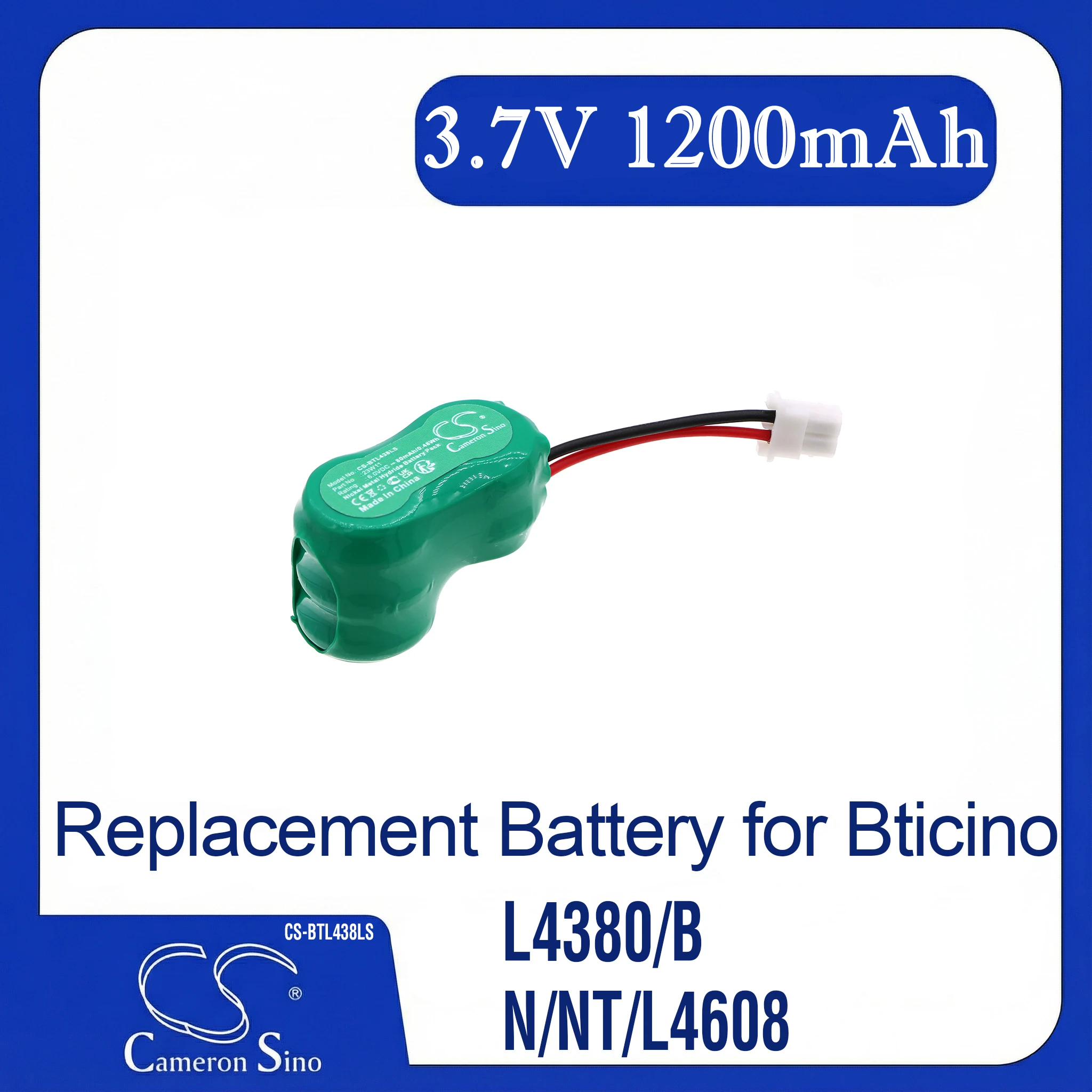 Cameron Sino Replacement Battery for Bticino  L4380/B, N/NT/L4608, Fits P/N 23W11