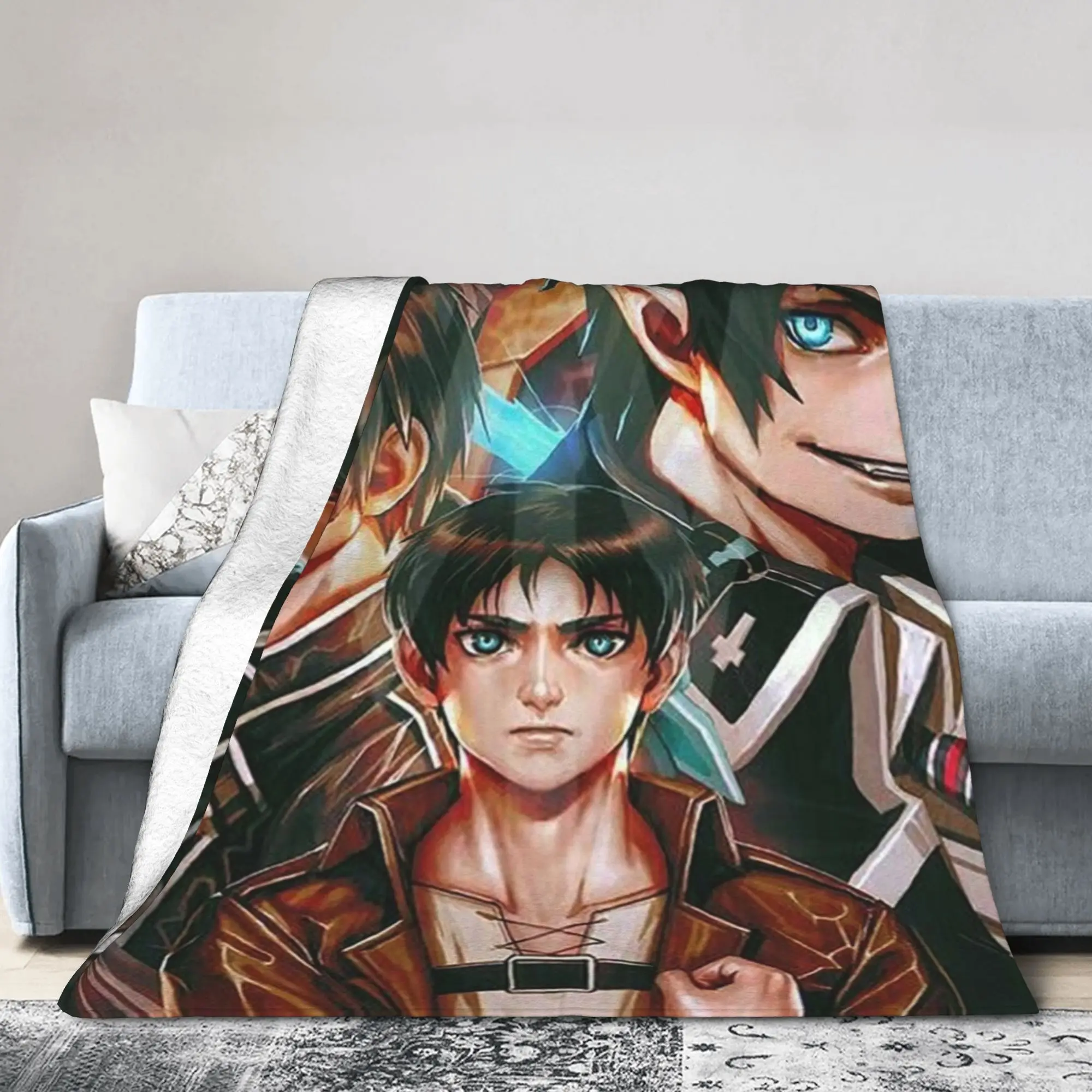 Custom Attack On Titan Blankets Warm Flannel Anime AOT Throw Blanket for Bed Couch Bedspread