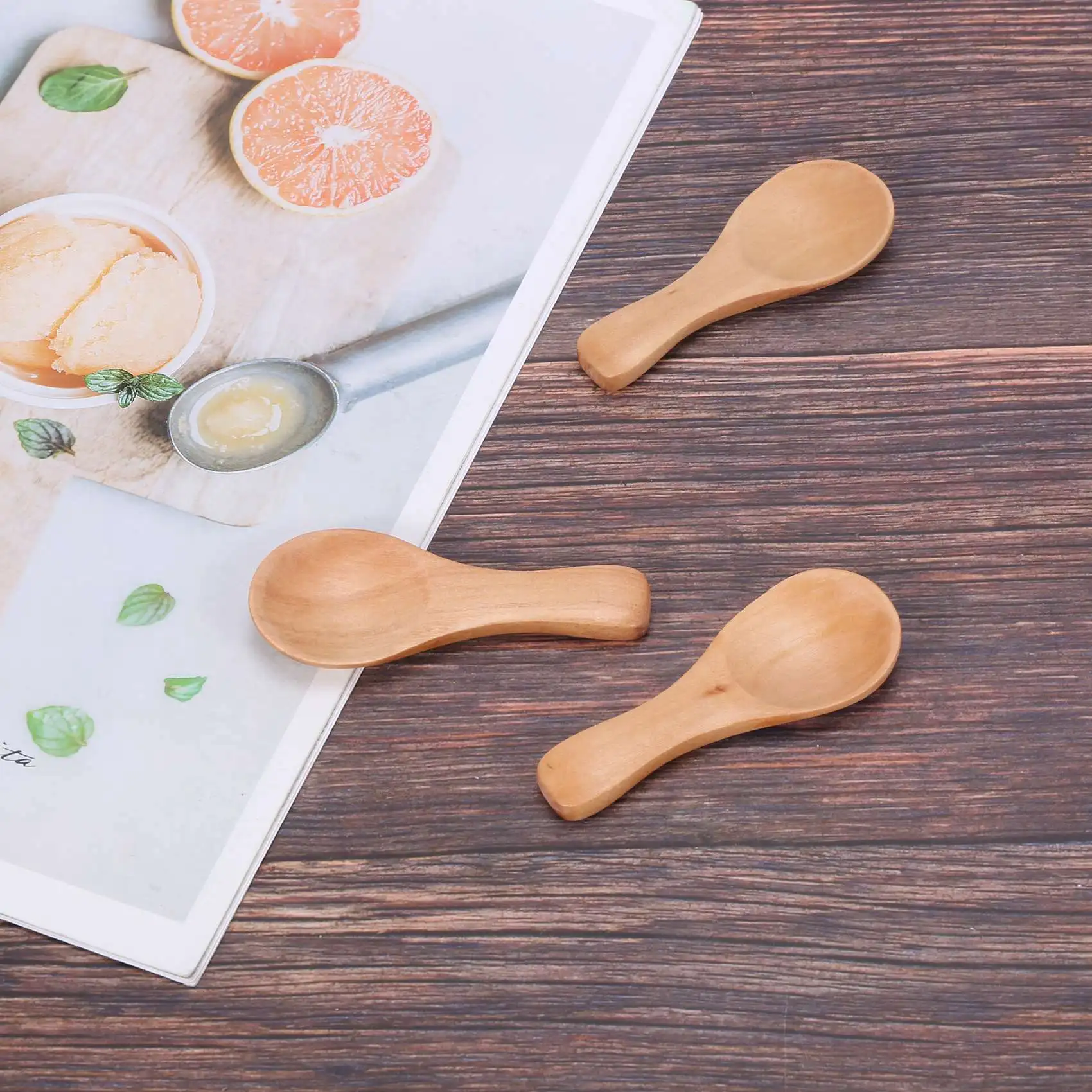 AB13-Short Handle 40 Packets Of Small Wooden Spoon, Perfect For Small Jars Of Jam, Spices, Condiments, Seasonings, Sugar