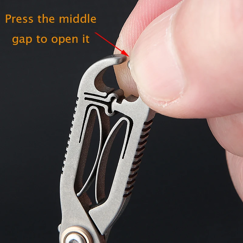 48MM Titanium Alloy Buckle Nose Hair Scissors EDC Tool Snap Lock Scissors Eyebrow Trimming Tool Outdoor Portable Scissors