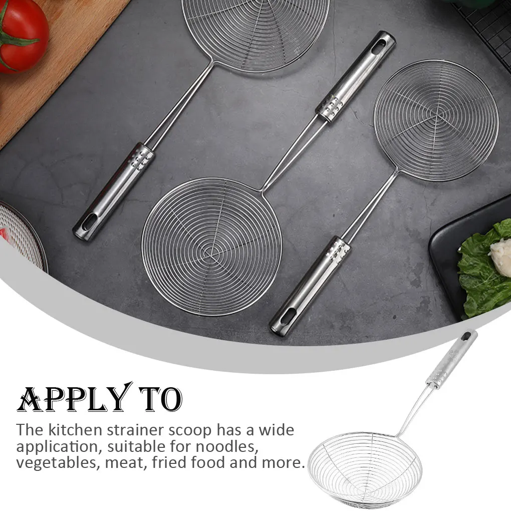 Noodle Dumpling Strainer Ladle Deep Frying Fries Oil Pot Stainless Steel Skimmer Spoon Baking Cooking Accessory