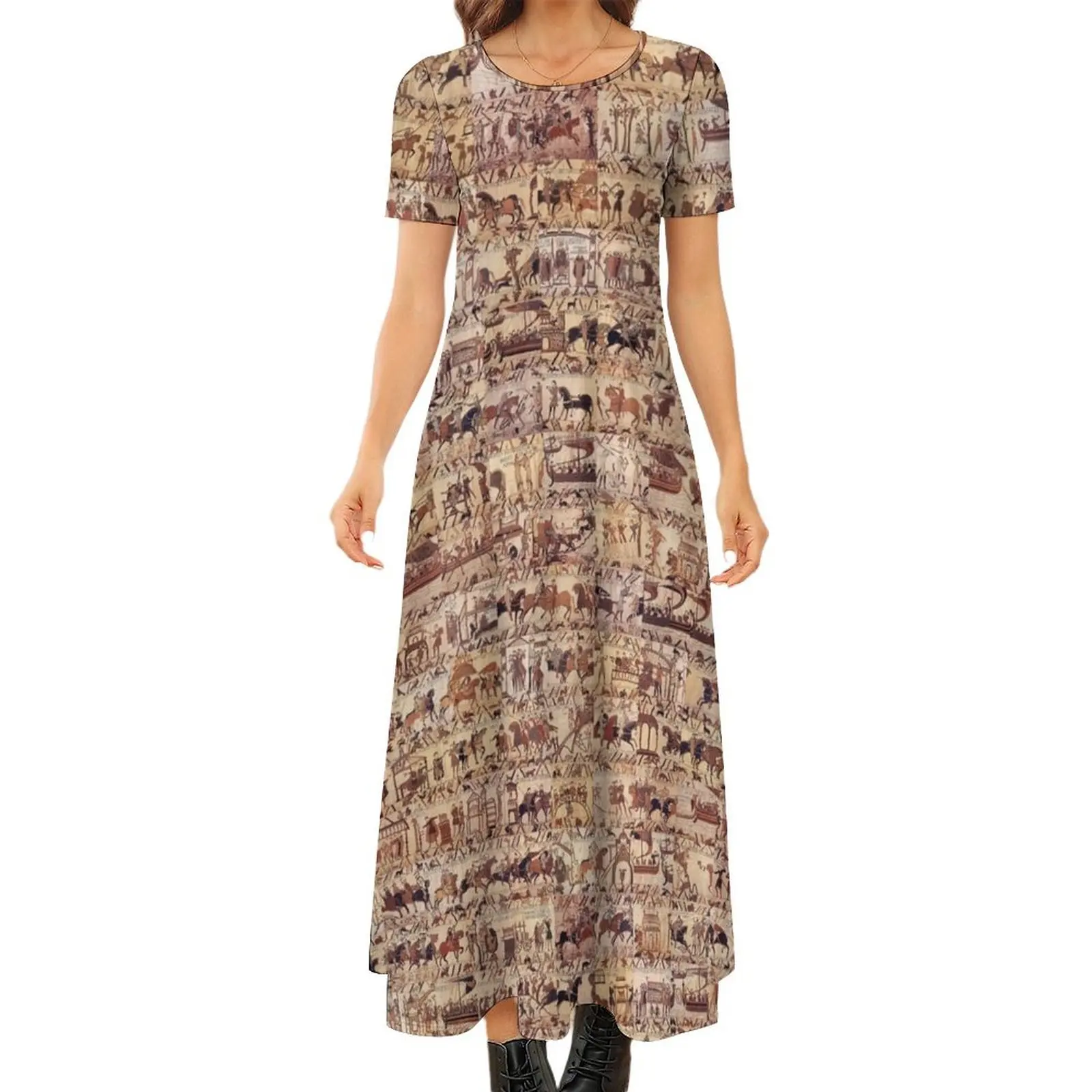 

Bayeux Tapestry Round Neck Short Sleeve Dress dress women elegant luxury summer clothes for women