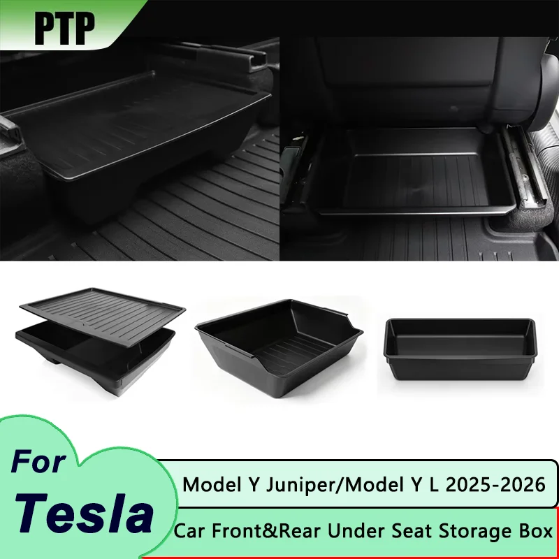 HEENVN Tesla Model Y Car Organizer Underseat Hidden Storage Tray Drawer Juniper/Y L Accessory for 2025-2026 Models