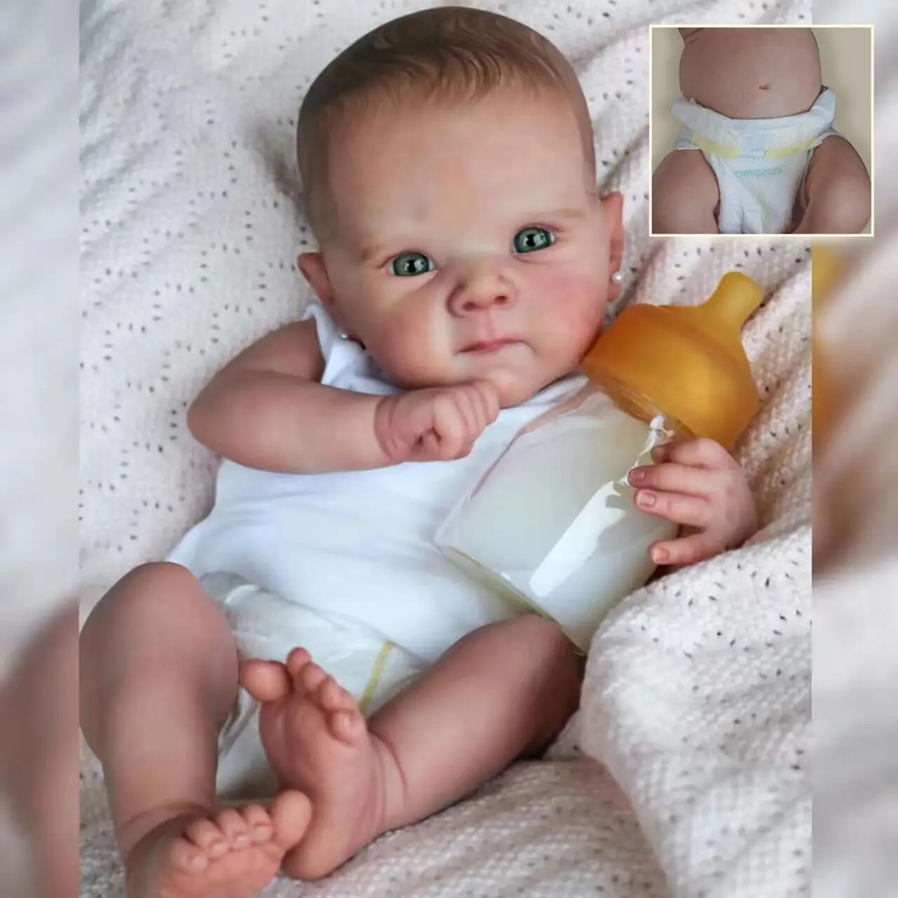 NPK 18inch Full Body Bettie Reborn Baby Newborn Doll Lifelike Cuddly Baby Multiple Layers Painting 3D Skin with Hand Draw Hair