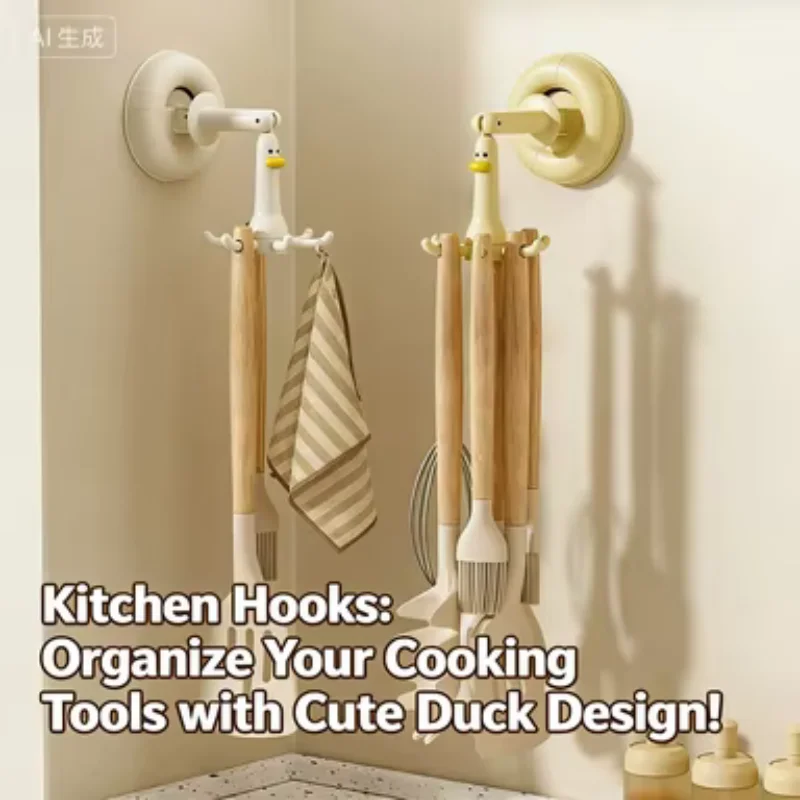 Gancho giratorio de ventosa para cocina, sin perforaciones, soporte para utensilios de cocina, espátulas, cucharas y palas, organizador de almacenamiento.