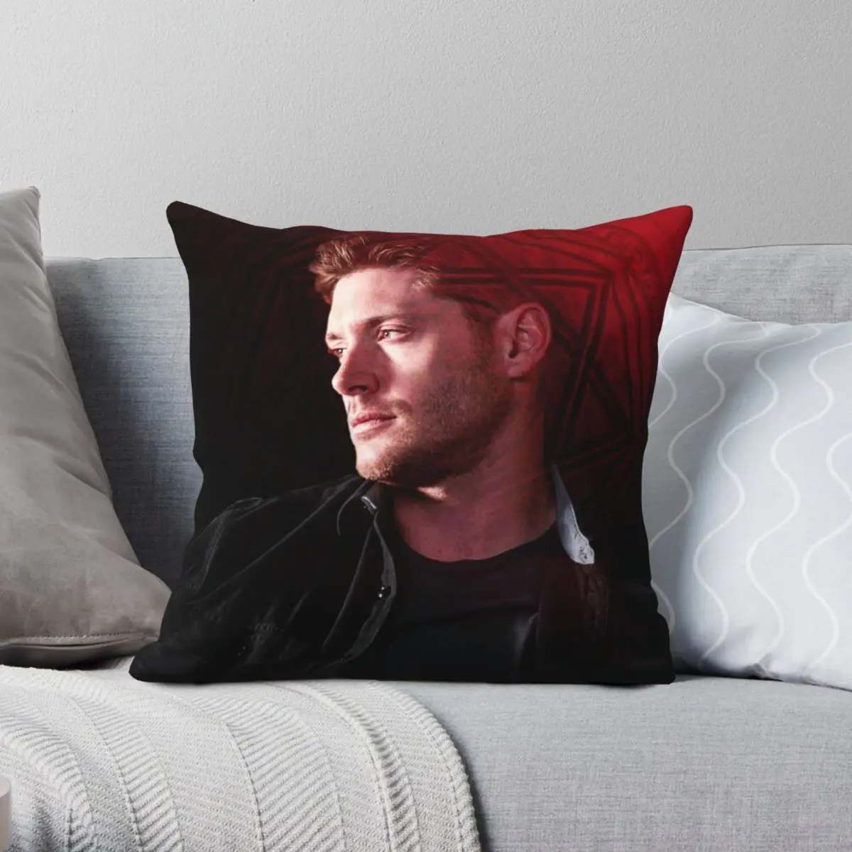 

Dean Winchester Jensen Ackles Square Pillowcase Polyester Linen Velvet Pattern Zip Decorative Room Cushion Cover 45x45