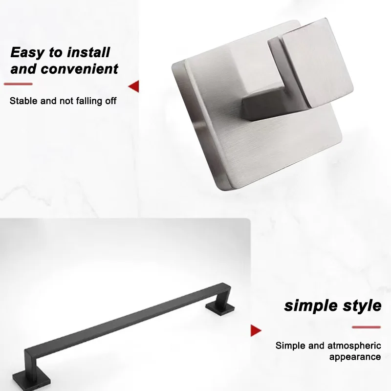 مجموعة رفوف المناشف المصنوعة من الفولاذ المقاوم للصدأ، شريط المناشف المربع، رف ورق الحمام، قلادة الحمام