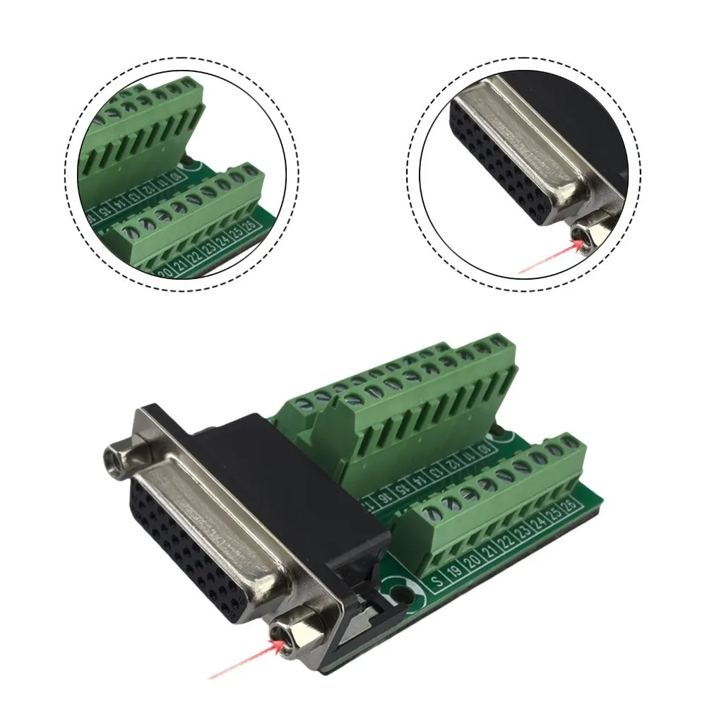

DB26 M2 01 Terminal Block with Female DB26 Input Solderless 0.5A 3.81mm Pitch 16 24 AWG Wire Support 69x39.5x20.5mm