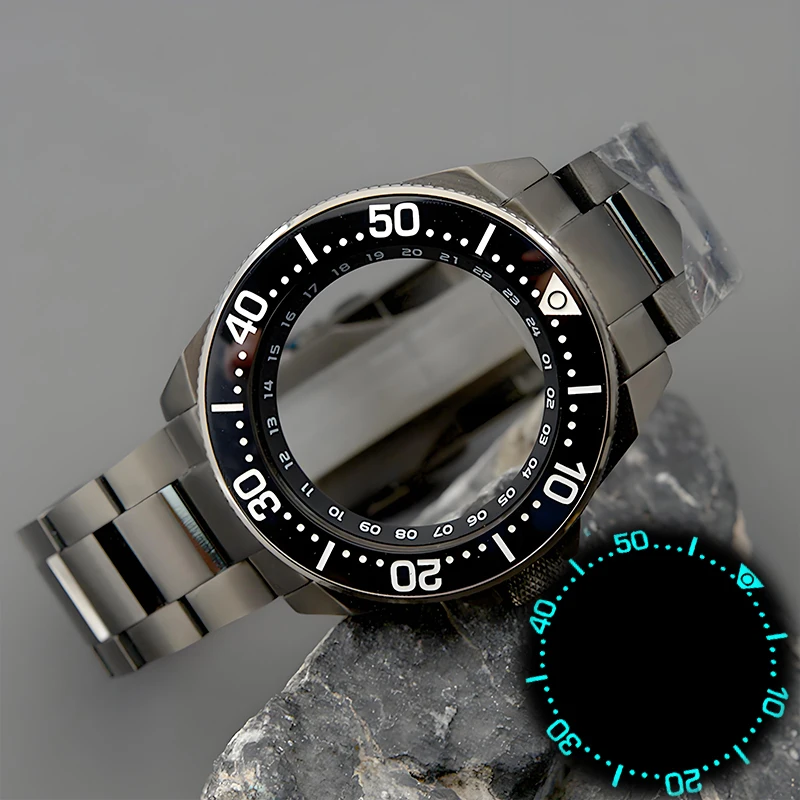 41*32mm Ceramic Watch Bezel Insert With Luminous Fit Samurai Black Series PROSPEX SRPB55K1 Watch Case NH34 NH35 NH36