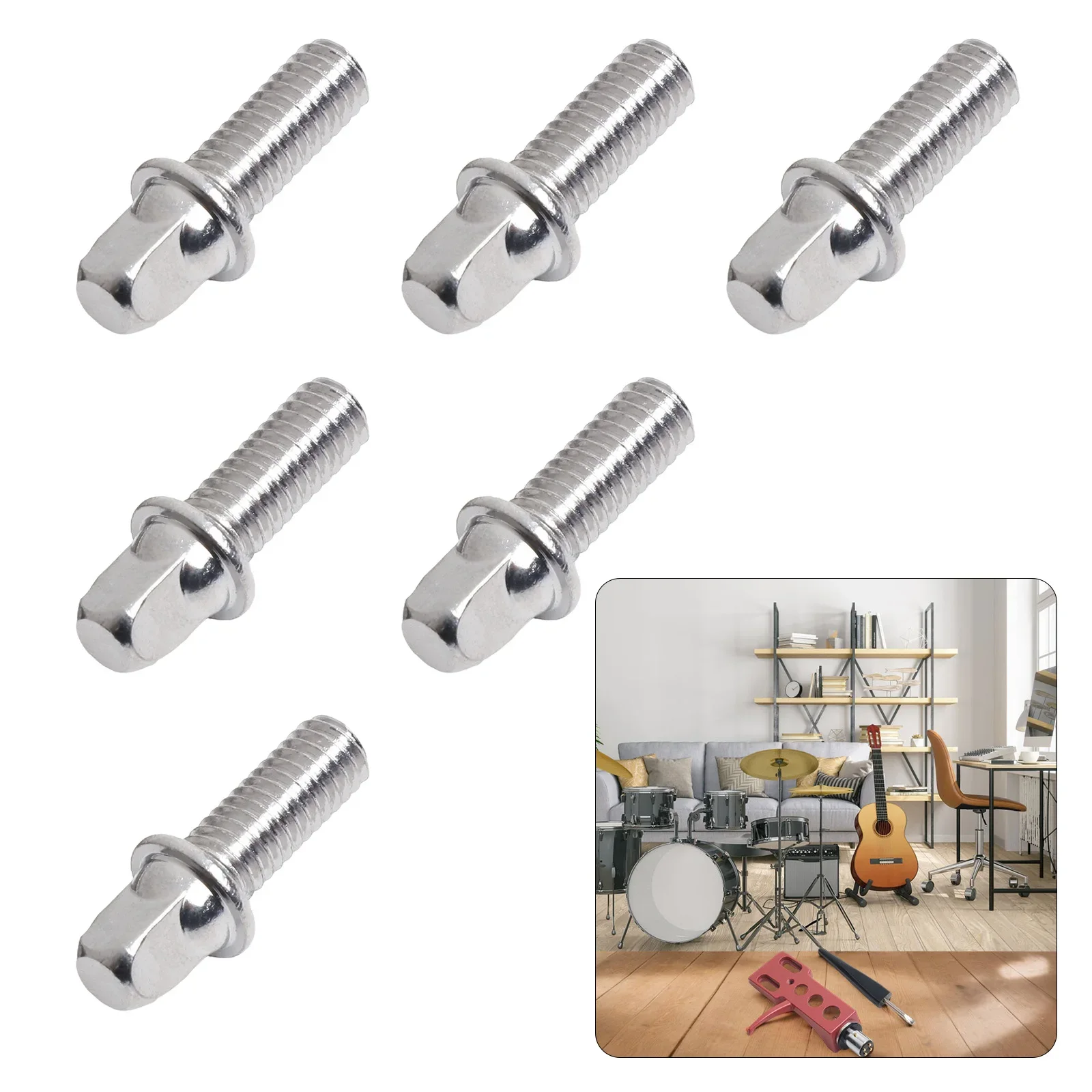 6pcs Drum Tension Rod Screws 20/25/25mm Metal Thread Exterior Square Screws For Snare Drum Bolt Accessories