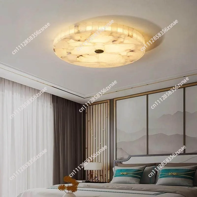 Light luxury all copper led marble ceiling lamp modern new Chinese round simple study aisle bedroom room lamp