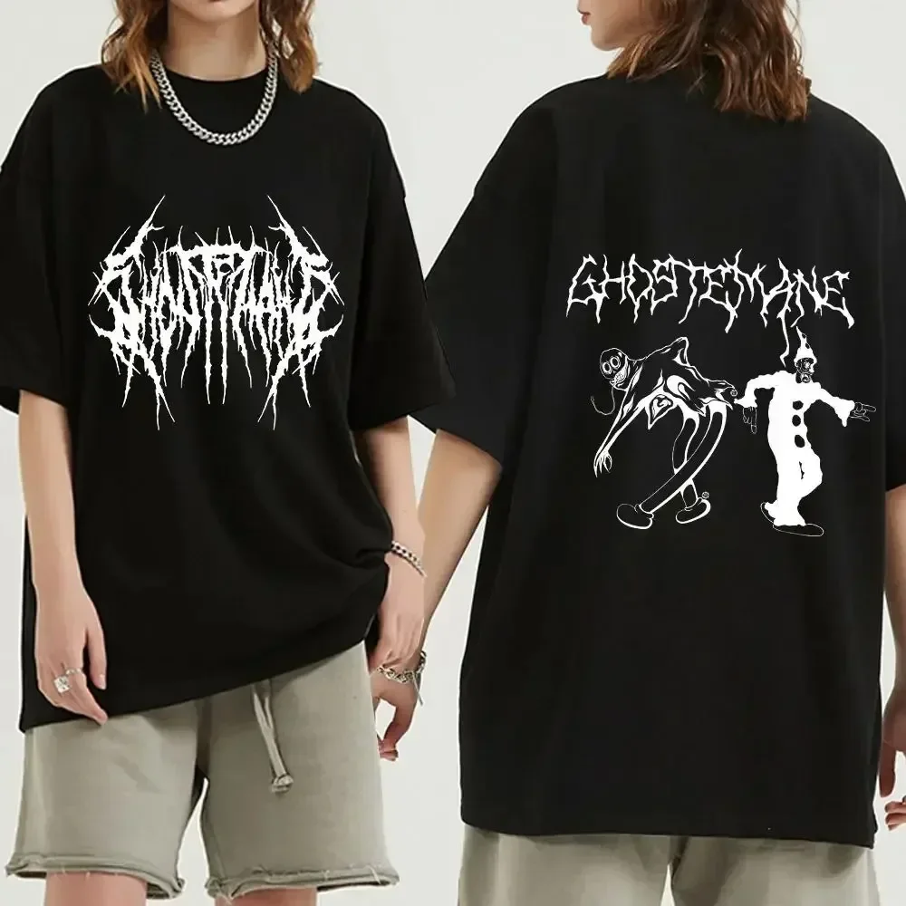 Ghostemane Double Sided Print T-Shirt Oversized Men 100 Cotton Tshirt Fashion Women Hip Hop Metal Gothic Rock T Shirt Streetwear