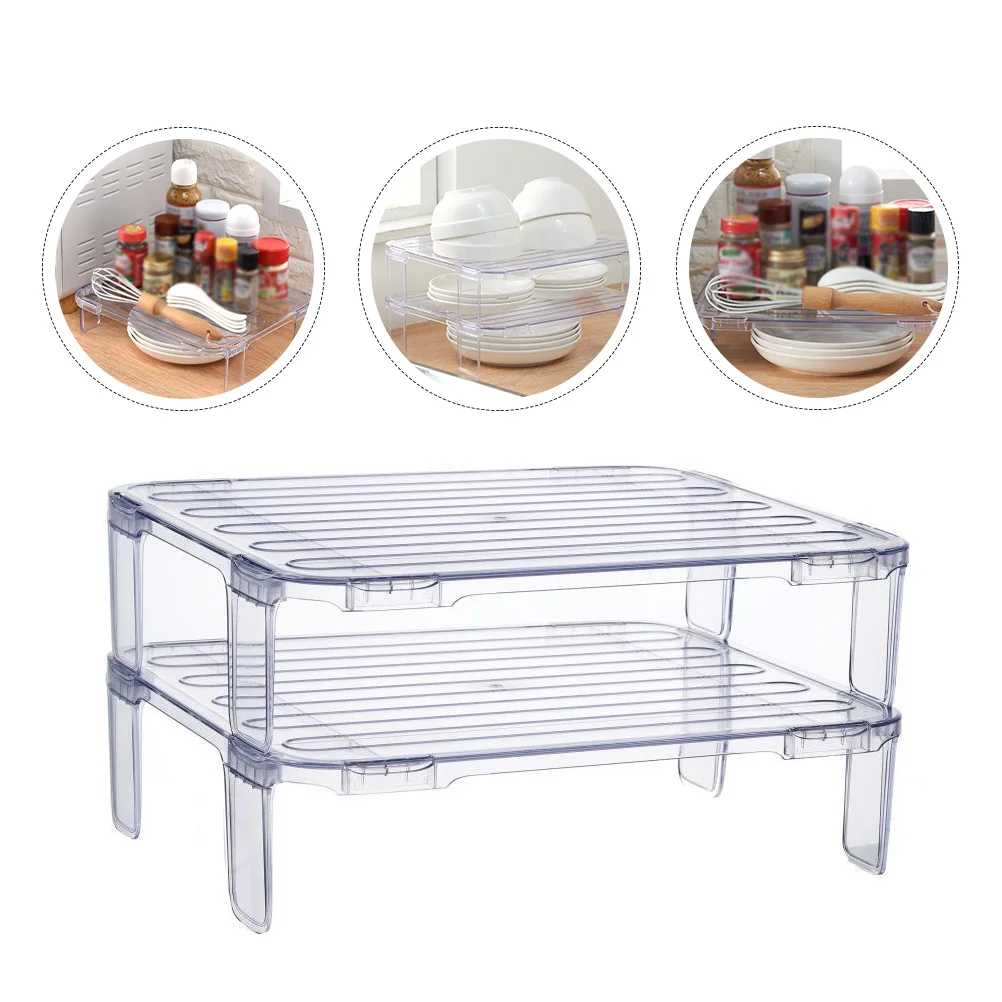 

1Pcs Refrigerator Transparent Storage Shelf Stackable Kitchen Storage Rack Multifunctional Organizer for Fridge Tabletop