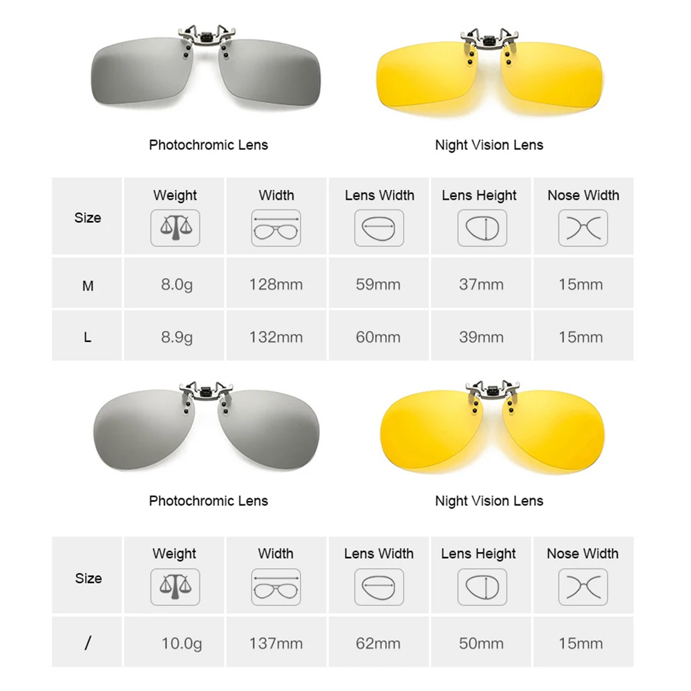 AIELBRO Men\'s Photochromic Glasses Polarized Clip on Sunglasses Night Driving Polarizing Glasses Fishing Clip on Glasses
