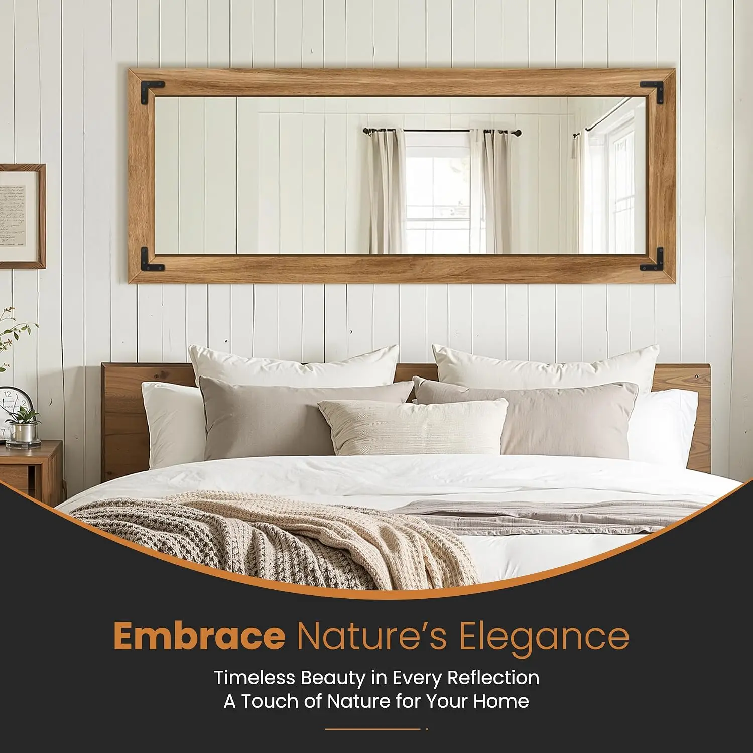 Wood Framed Full Length Mirror for Wall, 56