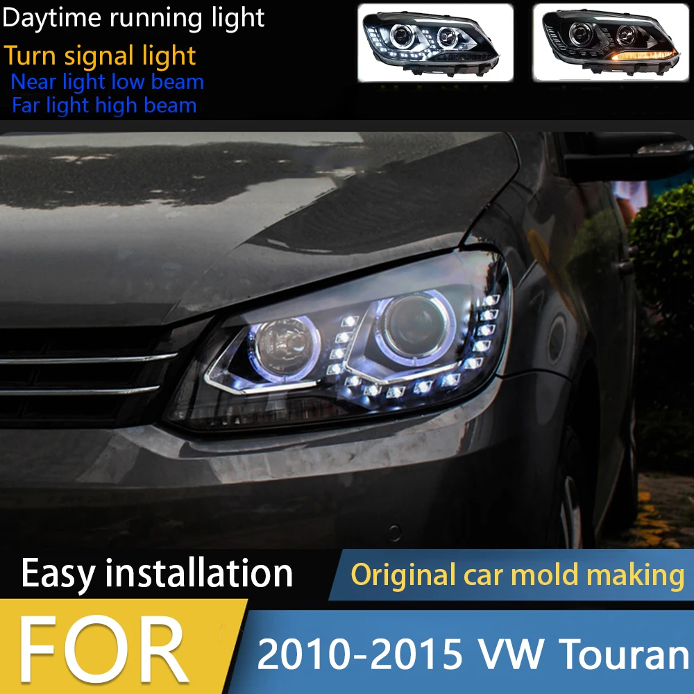 

Car Styling Head Lamp For VW Touran 2010-2015 Headlights 12V H7 LED Headlight DRL Signal Projector Lens auto Accessories