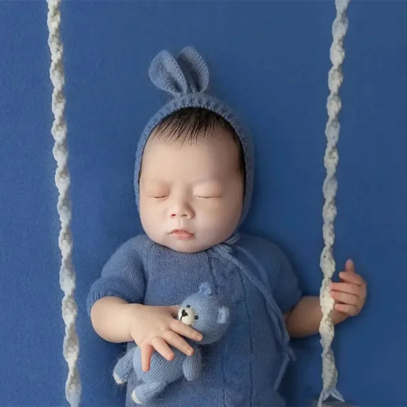 수제 직조 스윙 의자 원래 사진 소품 아기 해먹 아기 사진 기념 스튜디오 소품 나무 가구