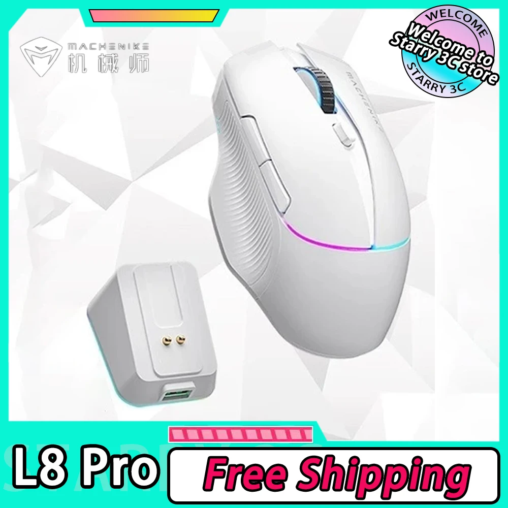 

Machenike L8 Pro Wireless Mouse Tri Mode 2.4GHz Bluetooth RGB With PAW3395 Custom E-Sports Mouse Ergonomics PC Gamer Accessories