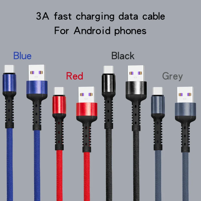 Cabo USB Tipo C para Carregamento Rápido, Fios de Dados, Cabo para Samsung S22, Huawei, Xiaomi, Vivo, Acessórios do telefone