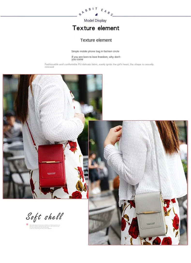 Crazy Bag Fashion Touchscreen-Schloss-Handytasche Damen-Handy-Kartenhalter Umhängetasche – Detail 7