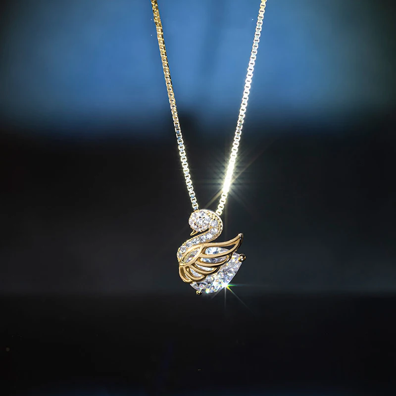 Halskette aus S925-Sterlingsilber, vielseitiger kleiner Schwan, heller Luxus-Nischendesign, High-End-Schmuck für Freundin – Detail 2