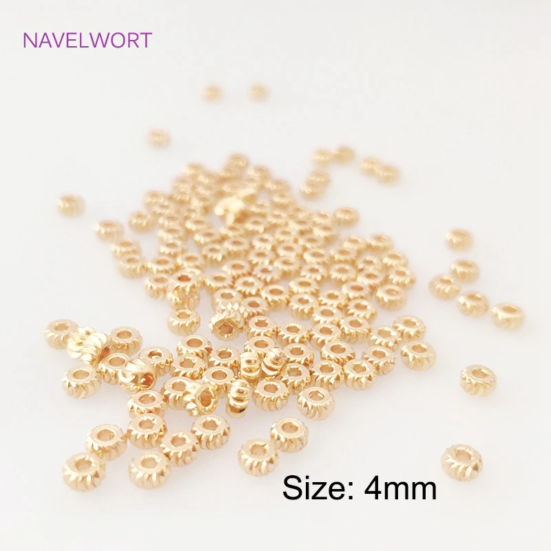 Cuentas espaciadoras de rayas chapadas en oro de 18K, abalorios para la fabricación de joyas DIY, accesorios de cuentas hechas a mano, 2/3/4/5mm