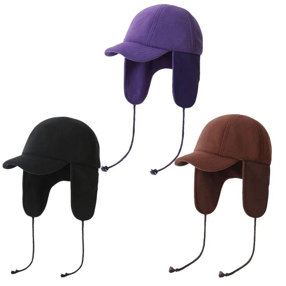 

Simple Velvety Winter Bomber Hat Windproof Keep Warm Winter Cap Thick Ear Protection Trapper Hat for Women Men
