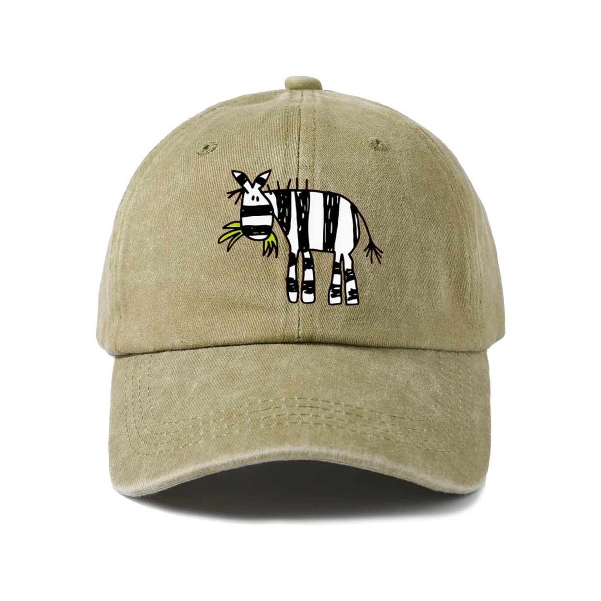 Whimsical Creature Illustration Baseball Cap, Vintage Washed Adjustable Unisex Dad Hat, Everyday Gift