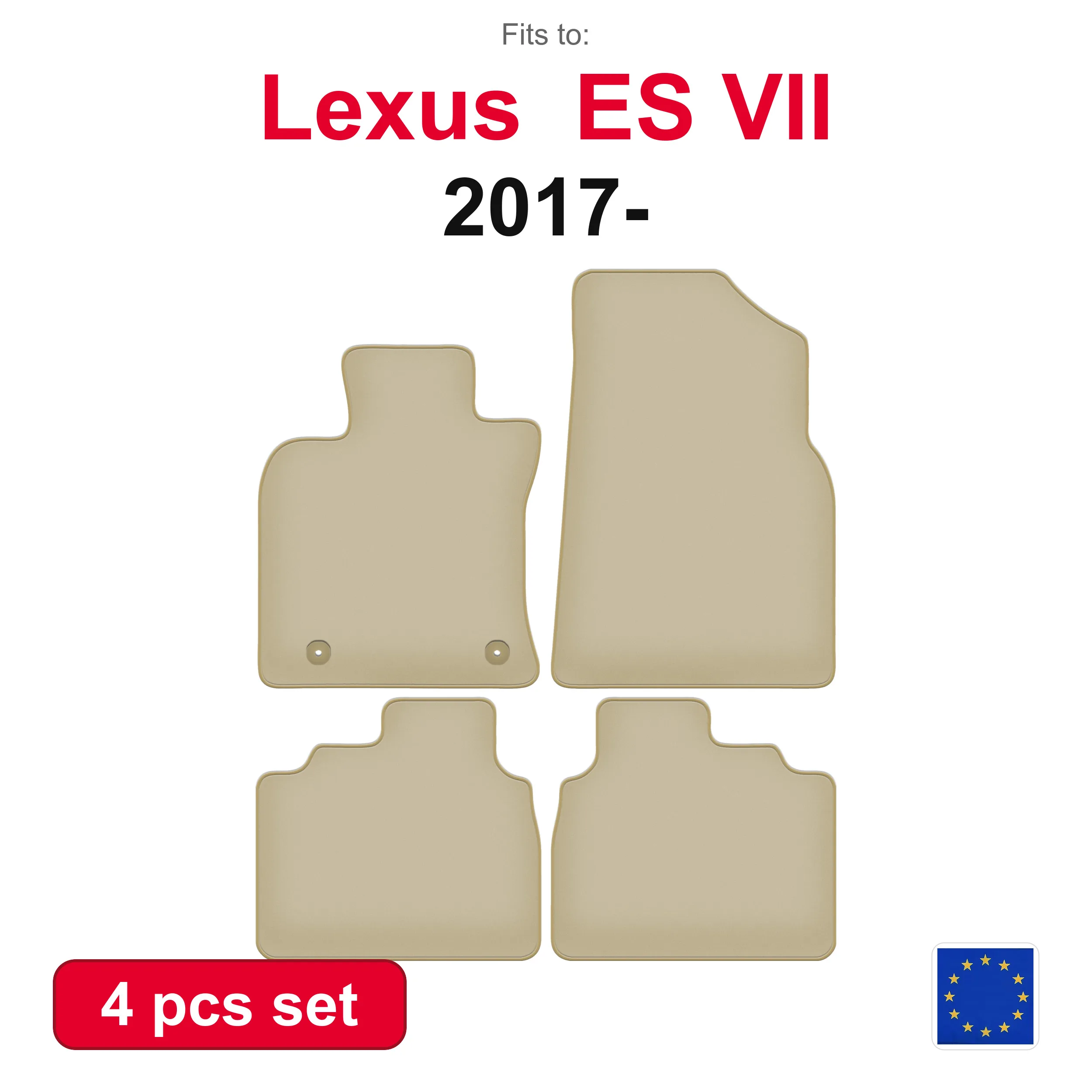PREMIUM-Velours-Autofußmatten für Lexus ES VII Limousine (2017-) – beige, passgenau (4 Stück), passgenaues Autofußmatten-Set