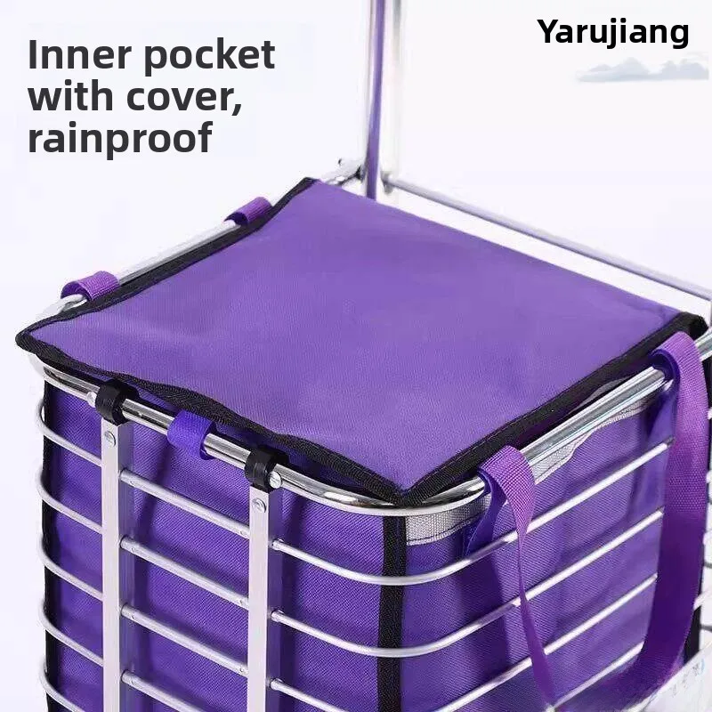 

Thickened Oxford Buy Car Interior Bag Small Trolley Cloth Bag with Cover Detachable Waterproof Oxford Shopping Bag for Shoppi...