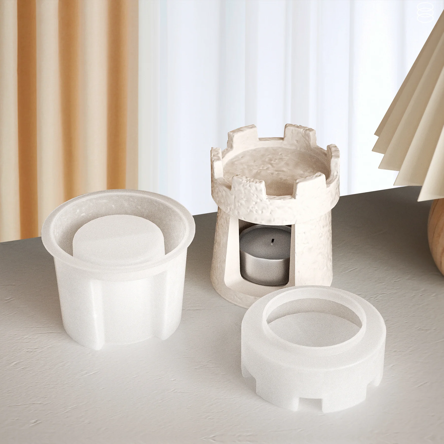 

Aromatherapy Stove Castle Candlestick Silicone Mold DIY Gypsum Warm Tea Heating Insulation Teapot Decoration Resin Mold Crafts