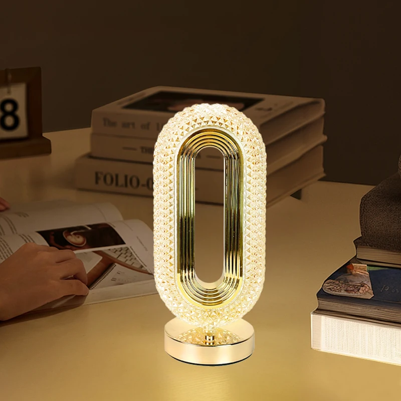 1pc Touch Dimming Desk Lamp Crystal Acrylic Table Lamp Bedroom Bedside Night Light Living Room Romantic Atmosphere Decor Lamp