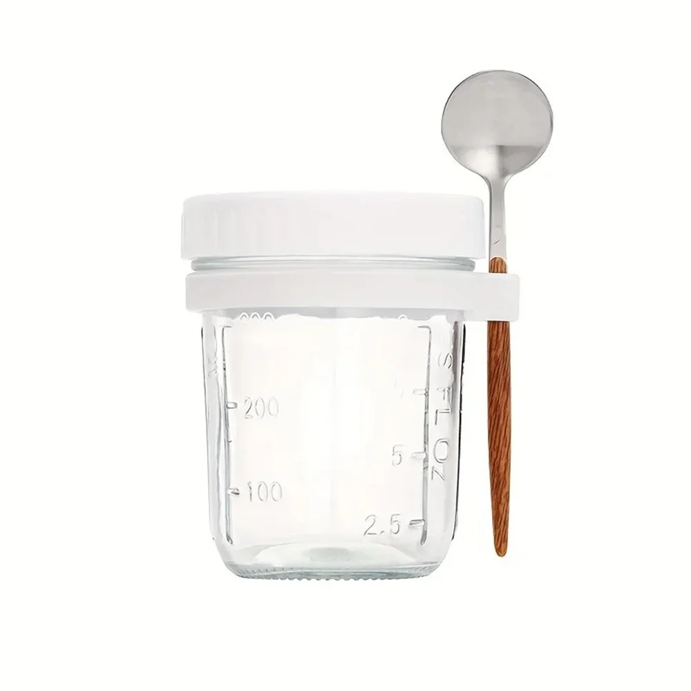 1-pack beker 350ML overnight oats beker glazen beker met deksel en lepel afsluitbaar ontbijtbakje draagbare ontbijtgranen melk salade yoghurt beker keuken