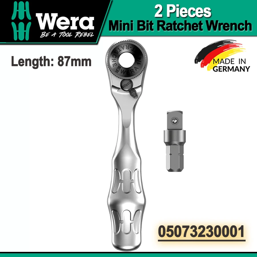 

Wera 2 Pieces Mini Bit Ratchet Wrench Set 1/4" SB with 1/4" Drive Easy to Carry NO.05073230001 8001 A Zyklop