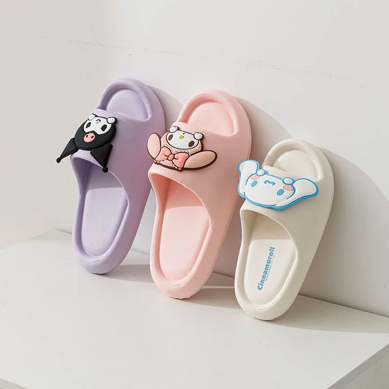 Family Slippers Cute Soft Lightnes Cloud Like In Door Slides Kuromi My Melody Pochacco Sweet Shoes For Kids EVA