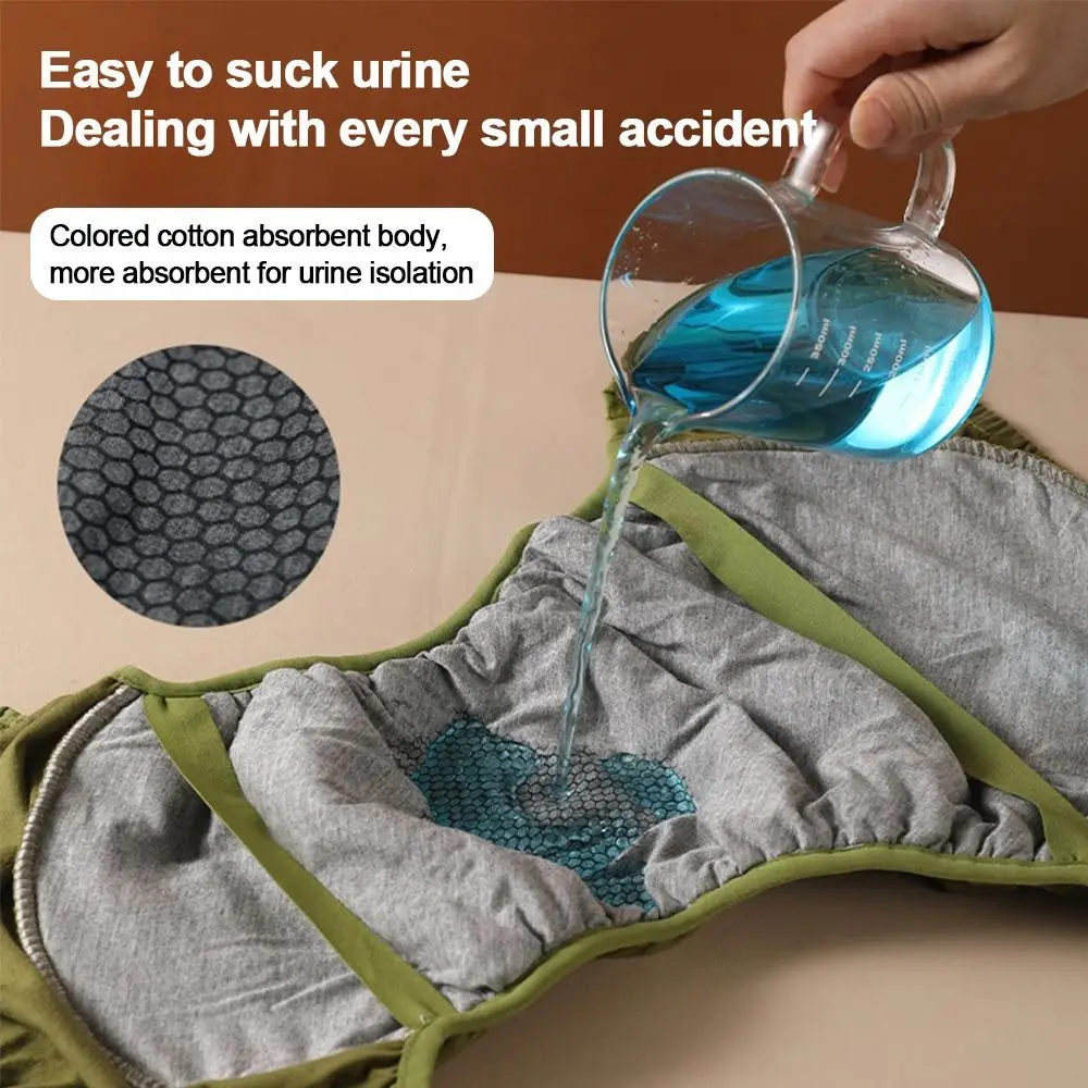 Fraldas adultas de algodão puro, alta absorção, resistente à água, à prova de vazamento, roupa íntima, amigável à pele, anti-vazamento lateral