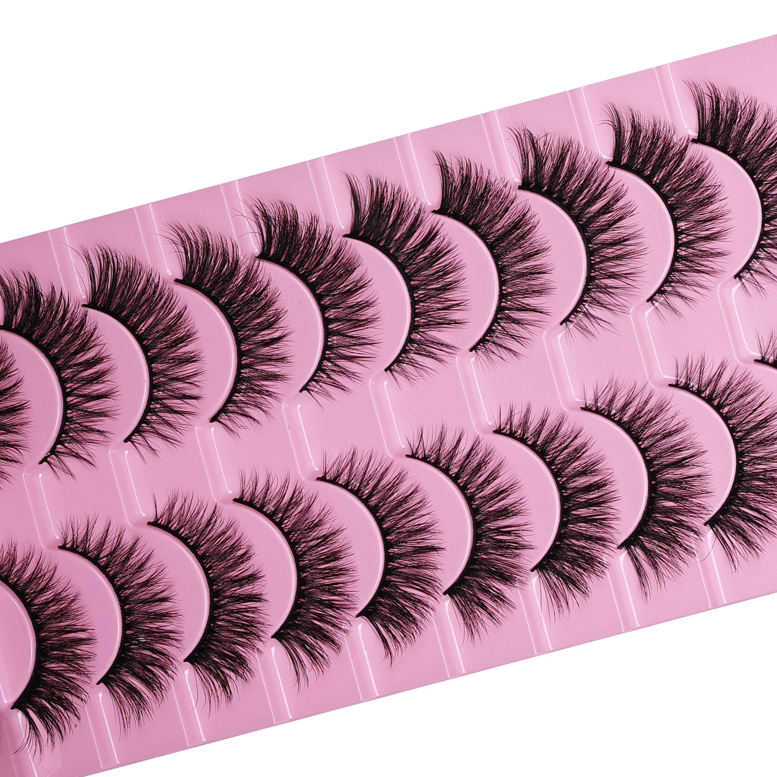 10 paires de cils naturels vaporeux et moelleux, aspect naturel, bande russe, effet 3D, cils œil de chat