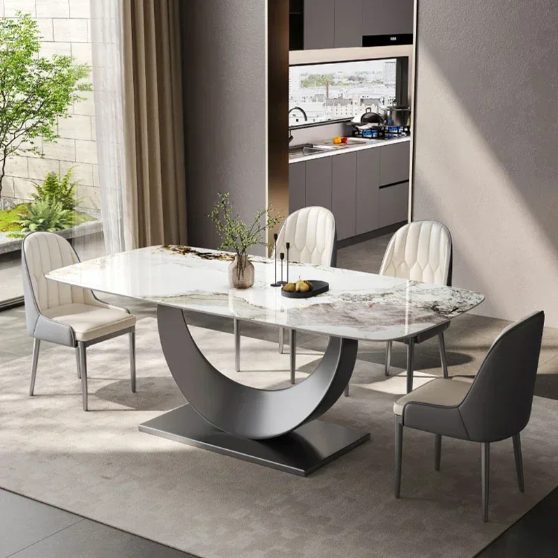 Italian Metal Dining Table Kitchen Rectangular Design Nordic Luxury Table Living Room Modern Tavolo Pranzo Restaurant Furniture