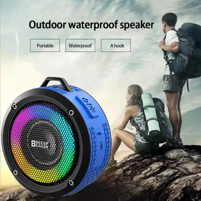 2023 Outdoor Riding Waterproof Bluetooth-compatible Wireless Speaker RGB Colorful Luminous High-power Subwoofer Speaker