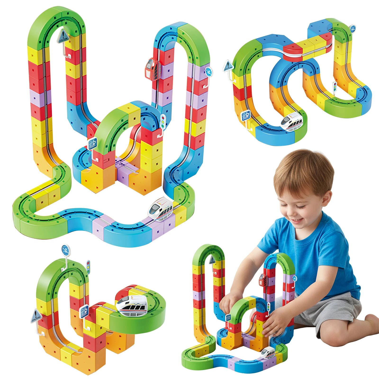 Transformable Magnetic Track Train Set Versatile Building Tracks Magnetic Train Diy Non-Remote Rail Car Brain Boosting Toy Gifts