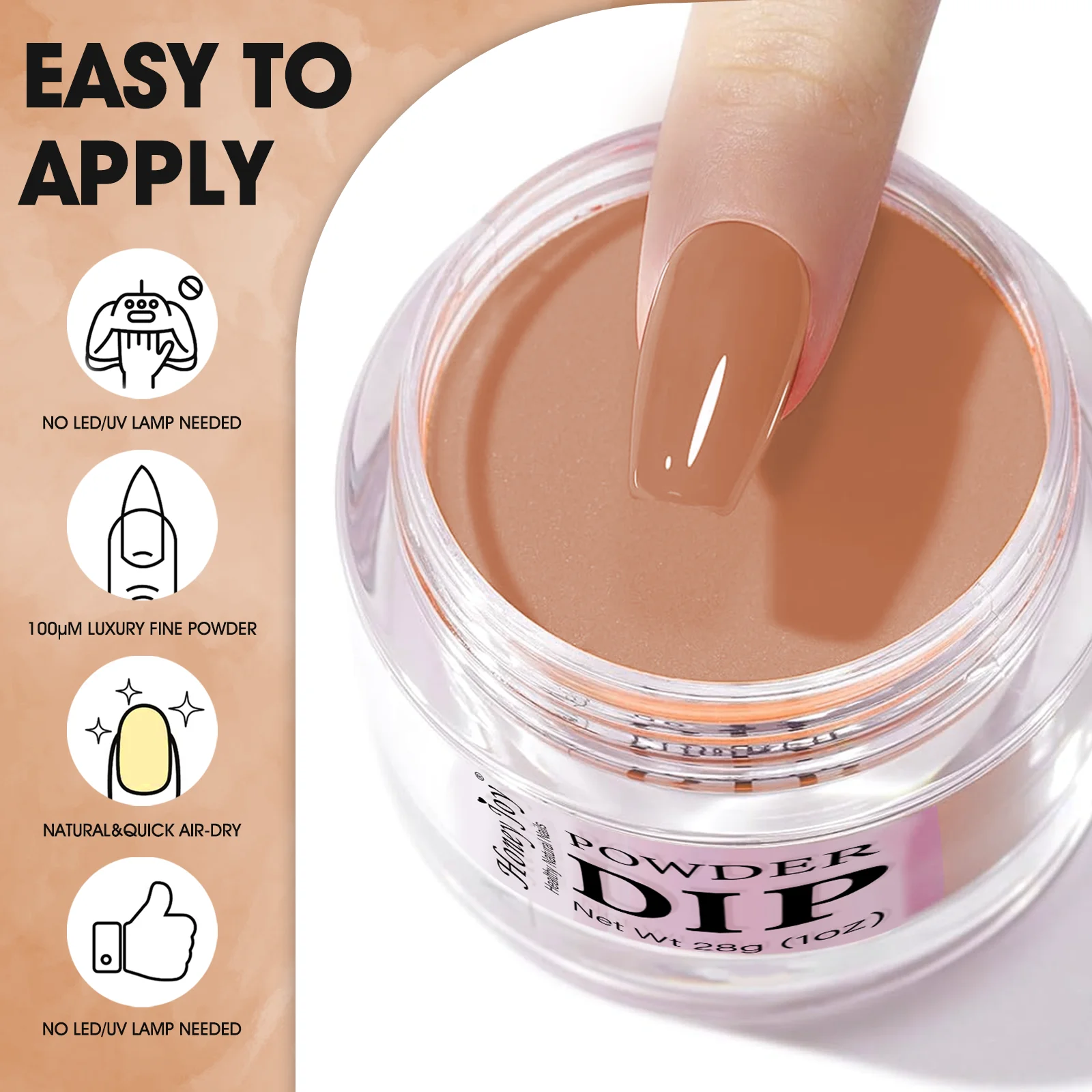 28g/maceta de polvo de inmersión acrílico, sistema de polvo de inmersión de colores de café marrón de invierno como esmalte de uñas en Gel, efecto de salón de manicura DIY