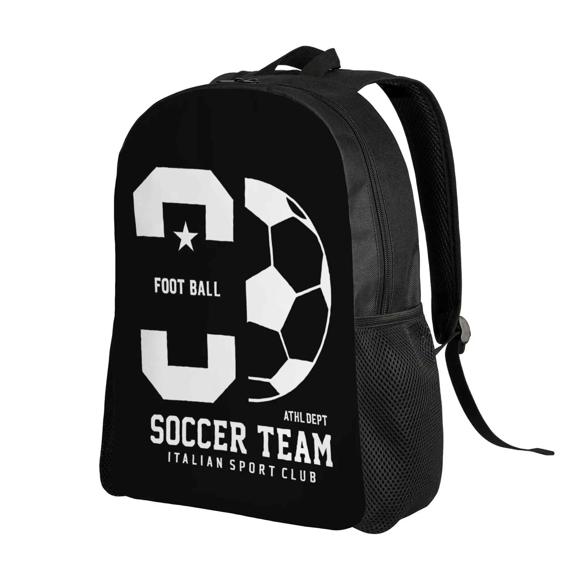 

Soccer 2D Men's Backpack, Durable Fabric School Bag for College, Casual Outings, Hand Wash/Dry Clean, College Student Accessory, Playful Design, Quality Construction
