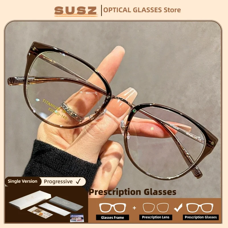 

SUSZ New Fashion Cat Eye Customized Prescription Glasses Anti Blue Light Photochromic Progressive Optical Eyeglasses for Women