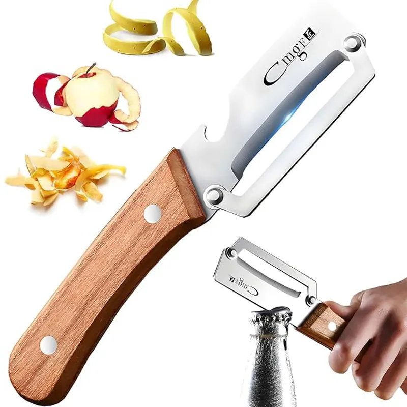 Stainless Steel Wooden Handle Peeler High-Looking Kitchen Special for Fruit and Vegetable Peeling Durable and Smooth Operation
