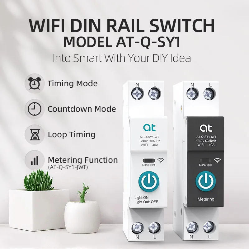 TUYA With Metering WIFI Smart Circuit Breaker 1P 63A Rail DIN for Smart Home Wireless Remote Control Switch