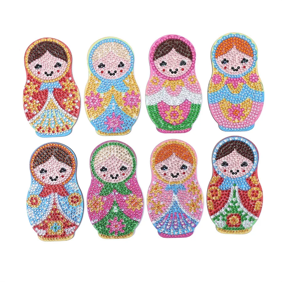 

Handmade 5D Wooden Diamond Painting DIY Heat Insulation Non-slip Decorative Coaster with Various Fuwa Designs