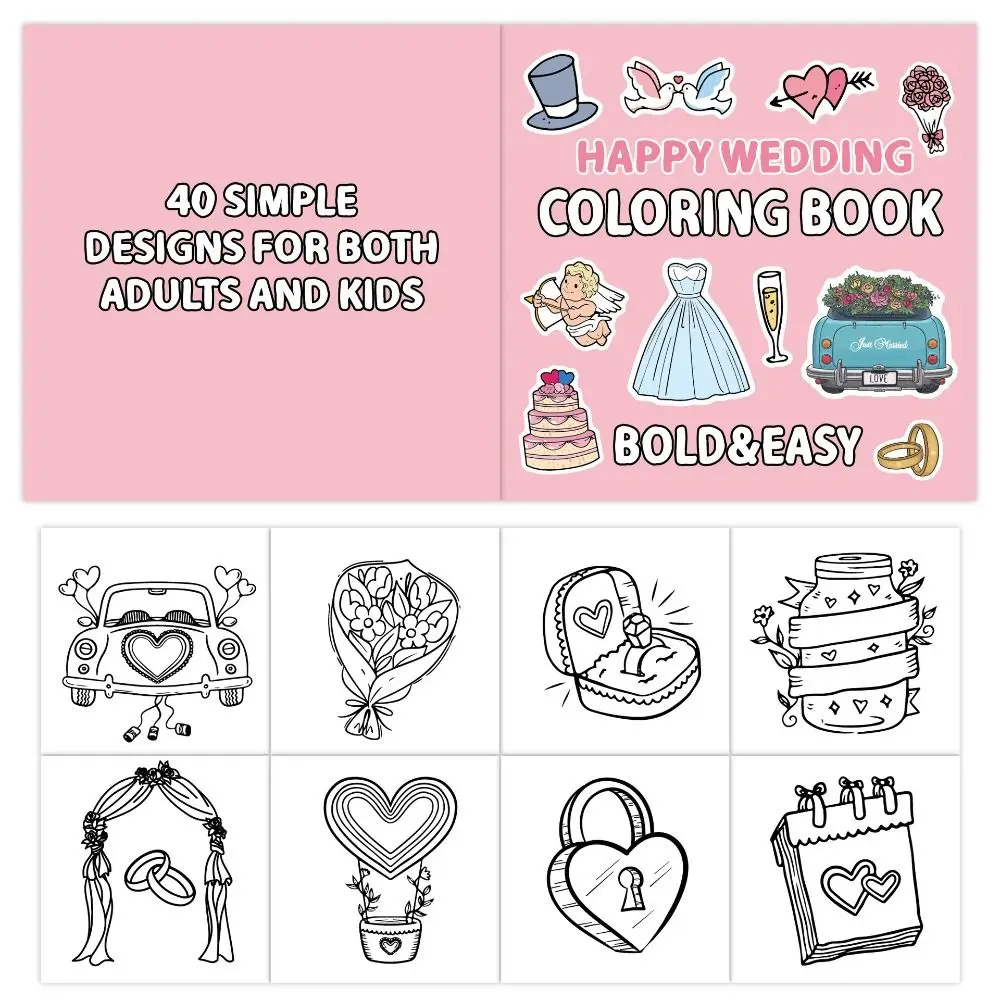 40 Sheets Wedding Day Coloring Book Filling Color Pocket Cartoon Doodle Book DIY Montessori Toy Watercolor Painting Book