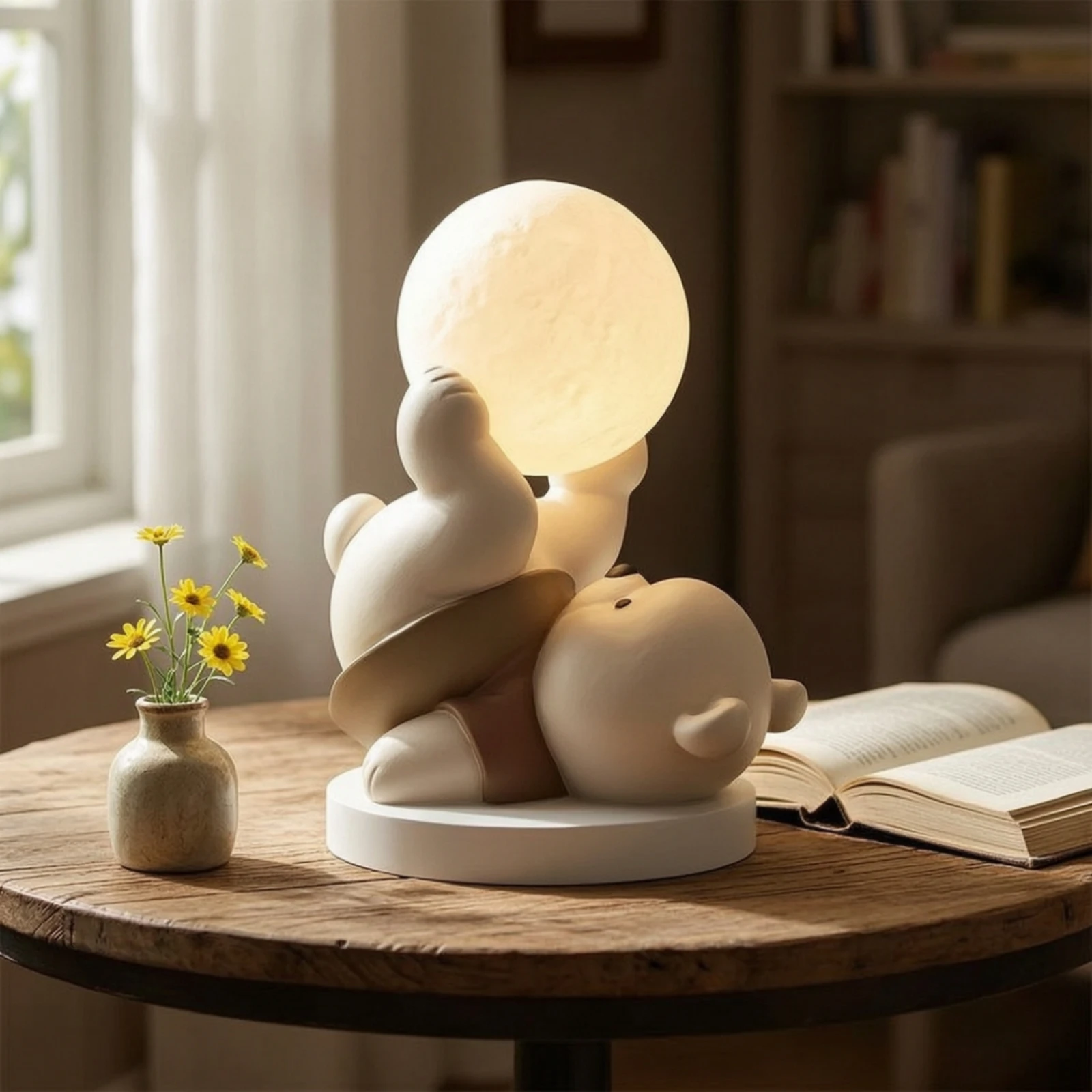 Bear Night Light Decorative Bear Ornament with Lamp Cartoon Matte for Children, Bedside Table, Bedroom view 6