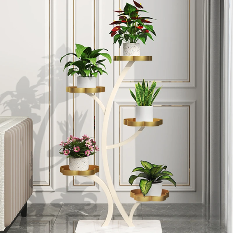 Mobile balcony flower stand rack high-end living room floor-to-ceiling light luxury TV cabinet next to multiple layers